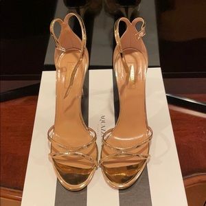 Aquazzura gold strappy heels